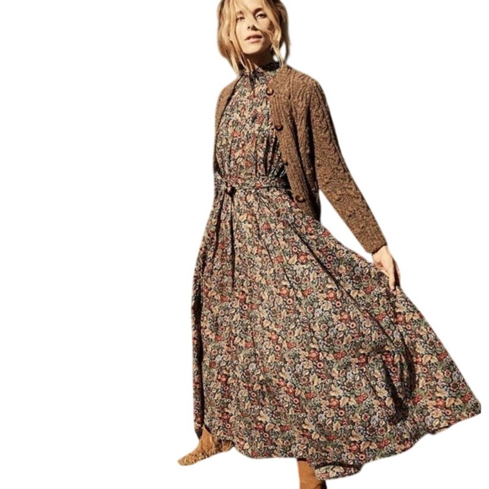 DOEN Sonoma Dress Wildberry Thicket Floral Midi M